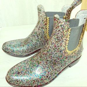 Jeffery Campbell glitter silver poly booties 9